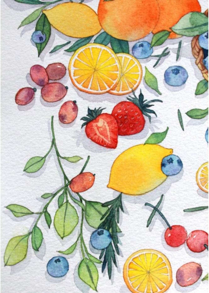 儿童水彩画水果