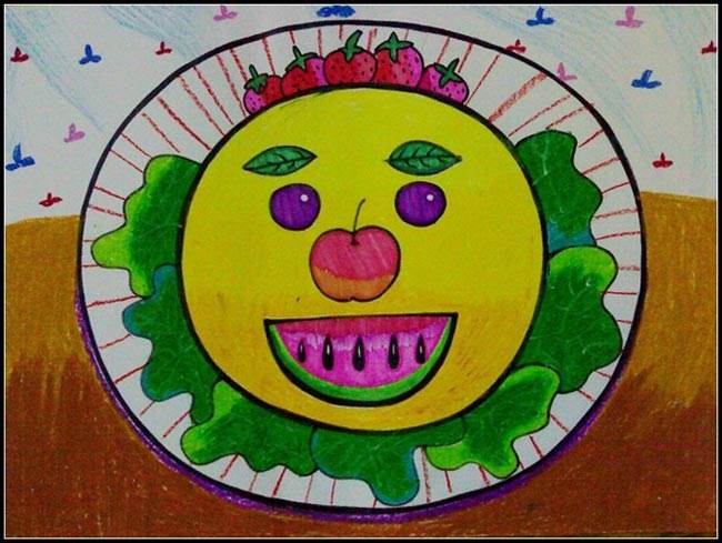 儿童水彩画水果