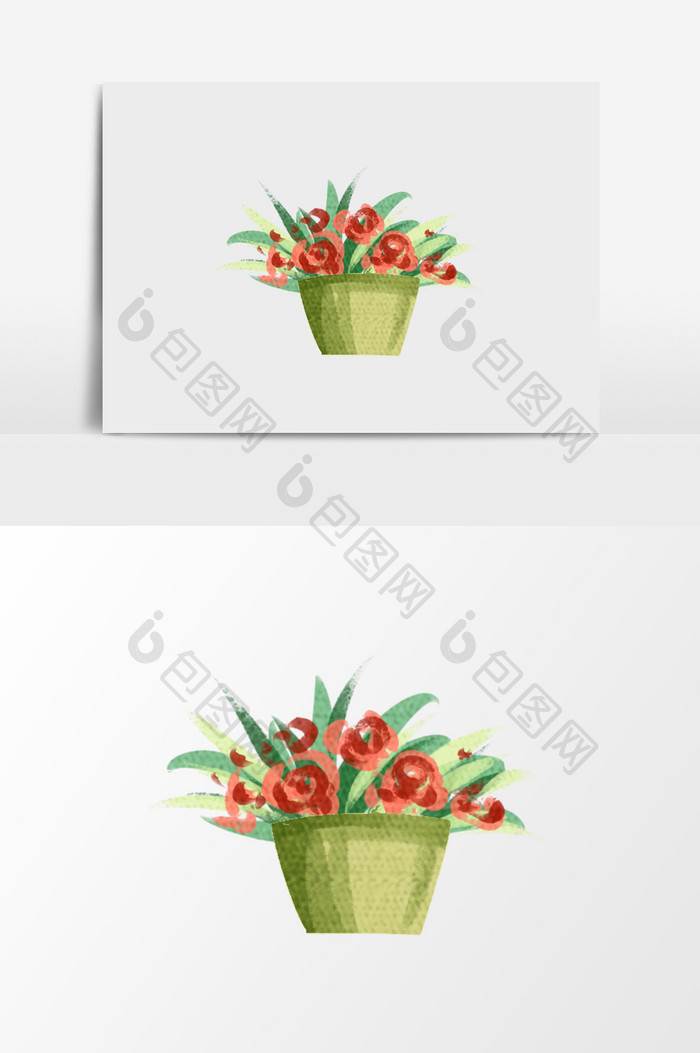 花盆水彩画