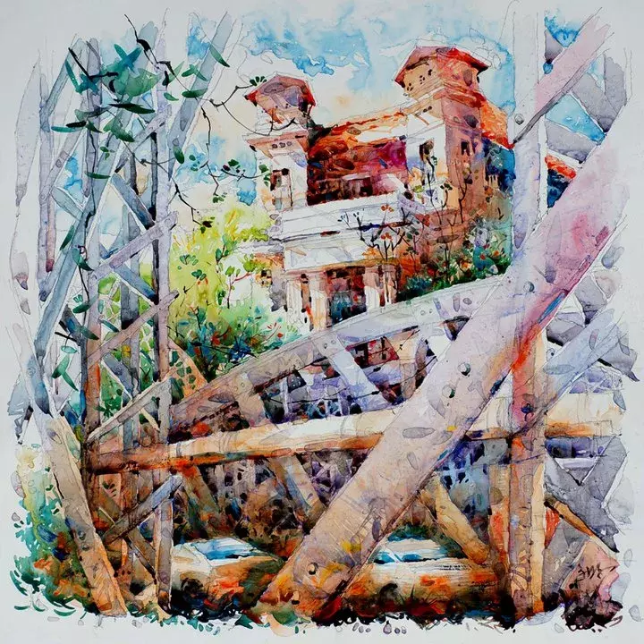 景观水彩画