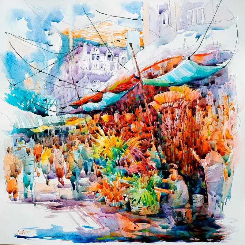 景观水彩画