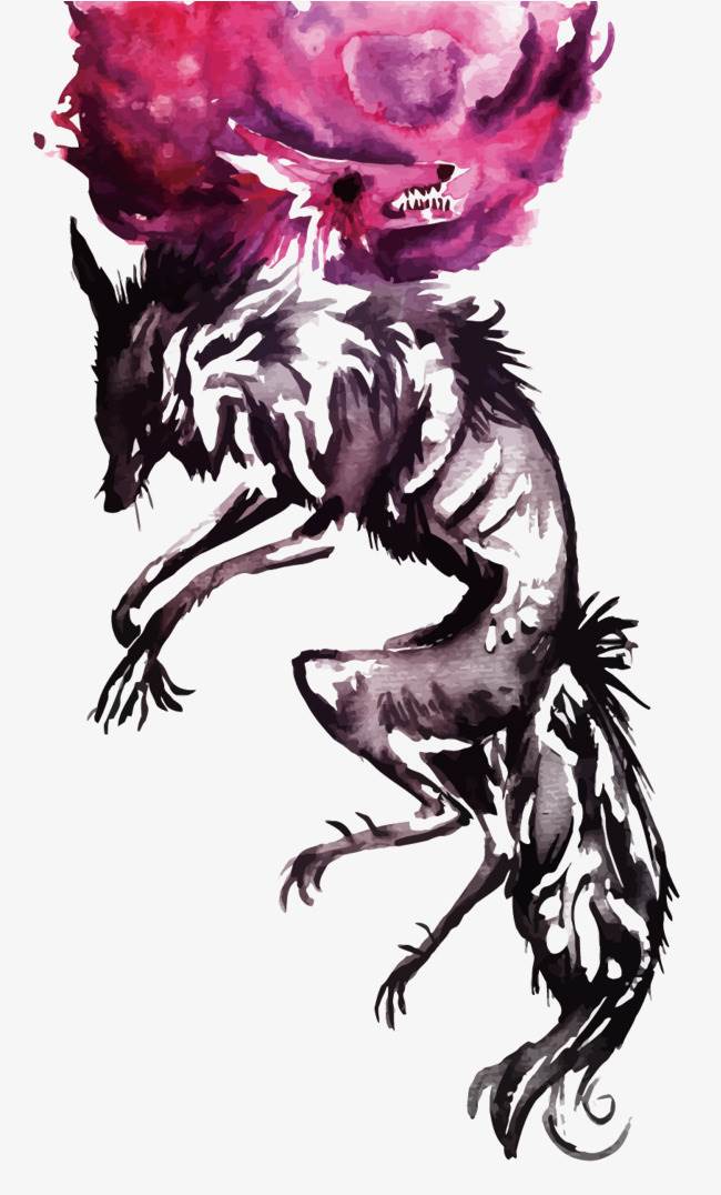 狼水彩画