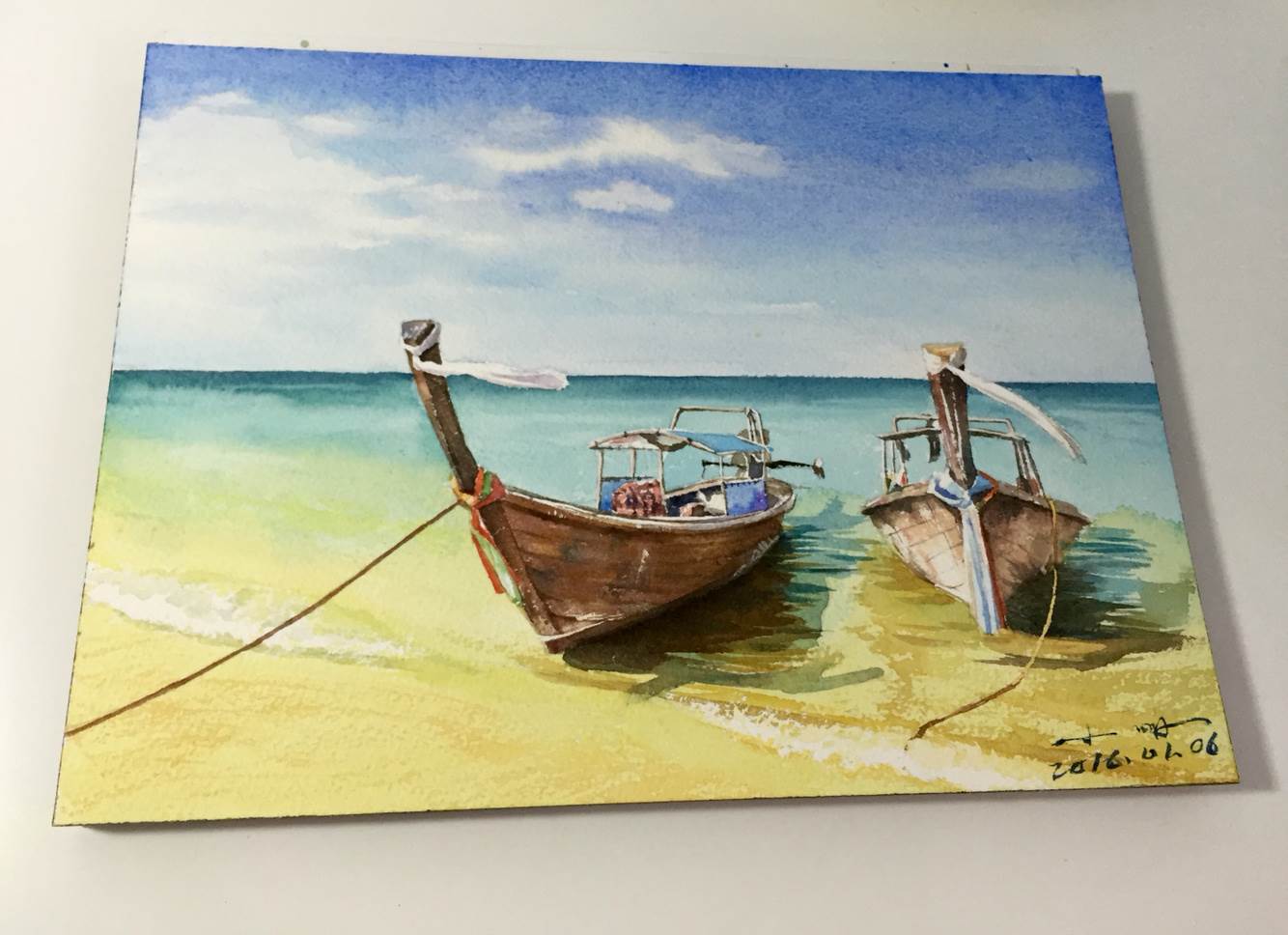船水彩画