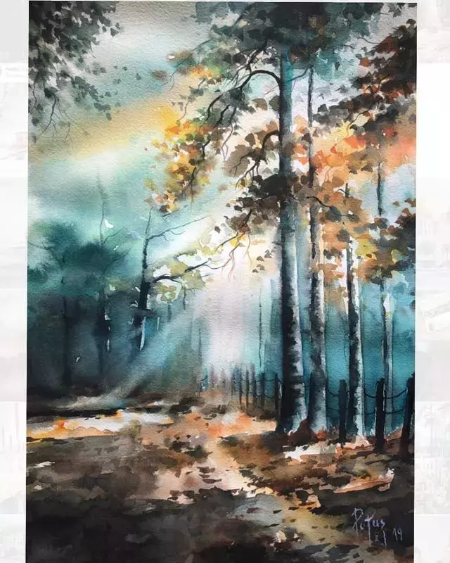 水彩画风景作品
