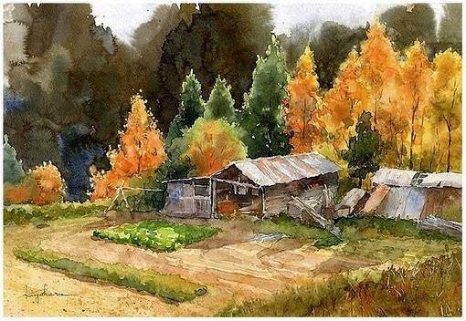 水彩画风景作品