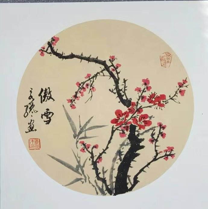 用水粉画梅花