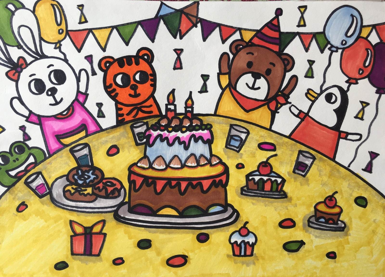 适合生日画的水粉画