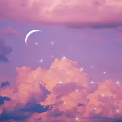 紫色星空水粉画