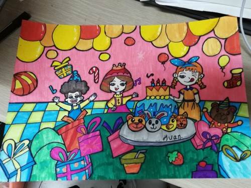 适合生日画的水粉画