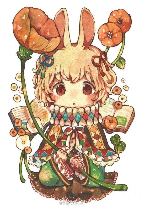漫画人物水彩画