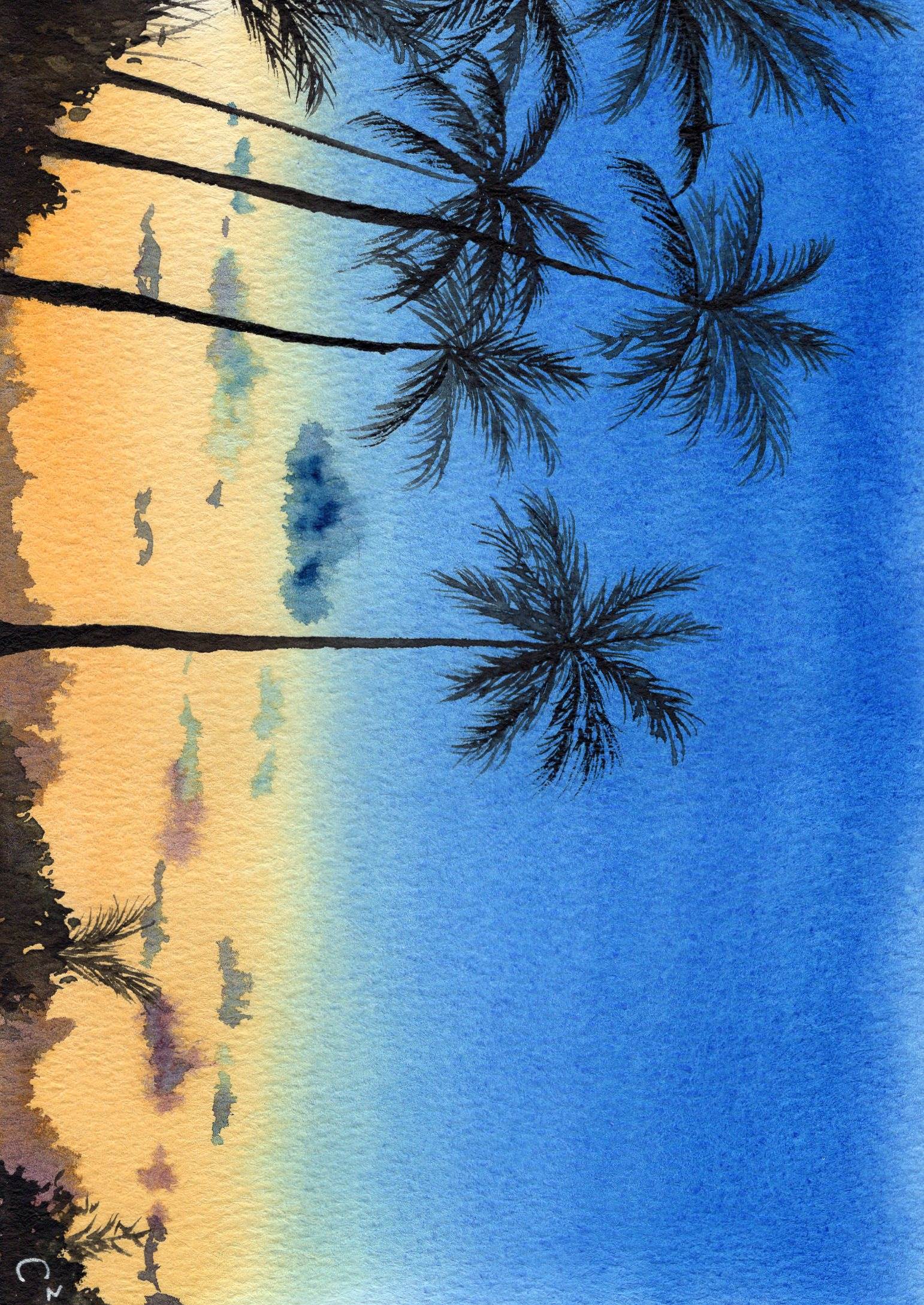 风景水彩画照片