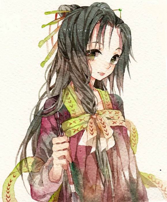 漫画人物水彩画