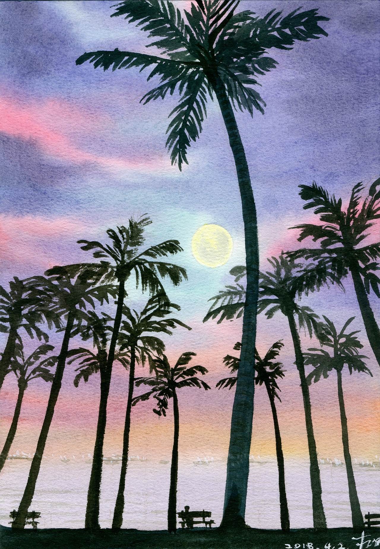 风景水彩画照片