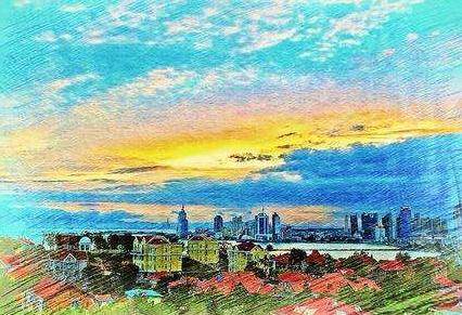 简单水粉画风景风景画