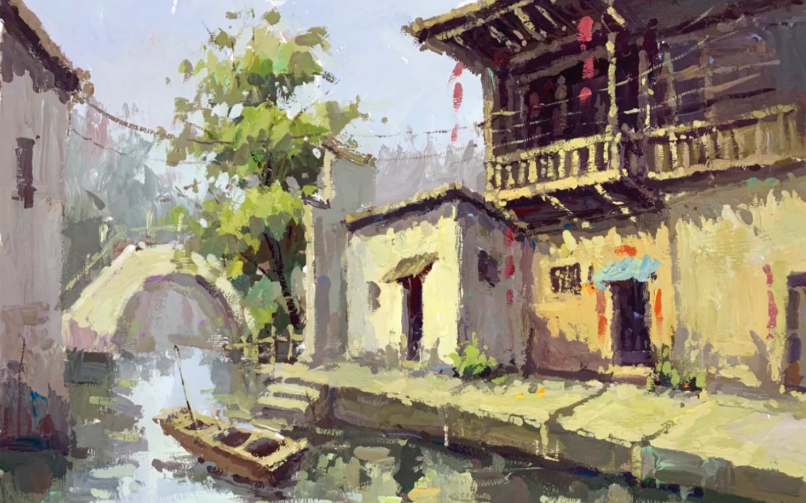 水粉画风景高清