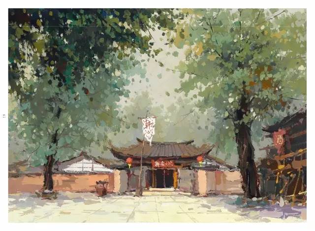 风景色彩水粉画临摹