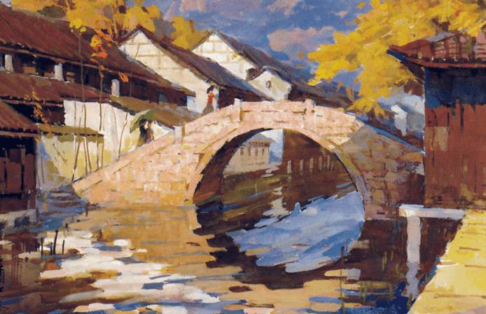 水粉画风景高清