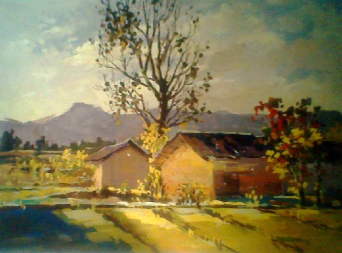 风景水粉画高清