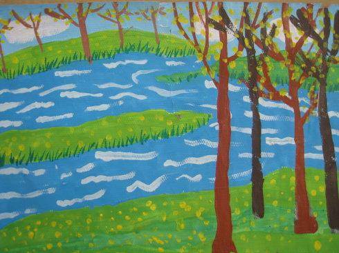 一年四季水粉画