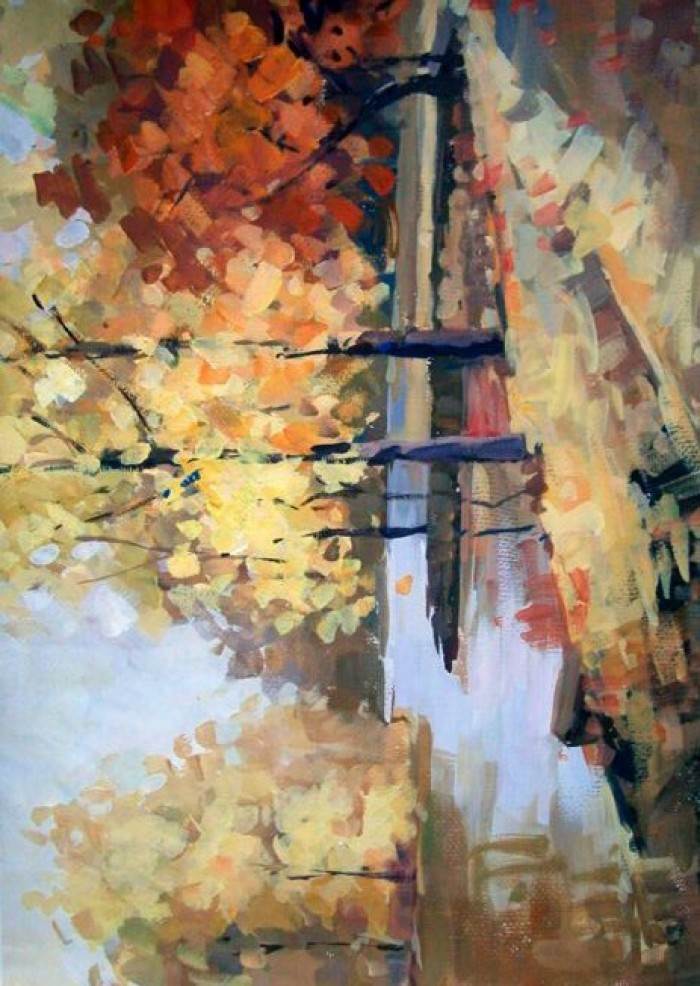 风景水粉画高清