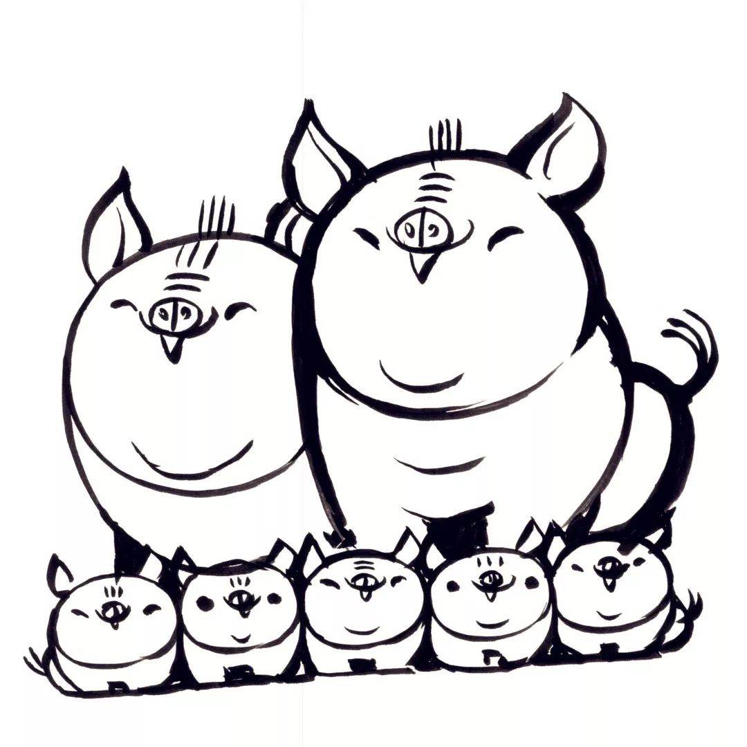 关于猪的水粉画