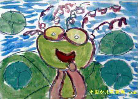 青蛙水粉画