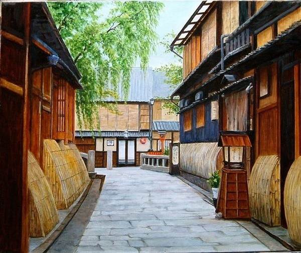 日式建筑水彩