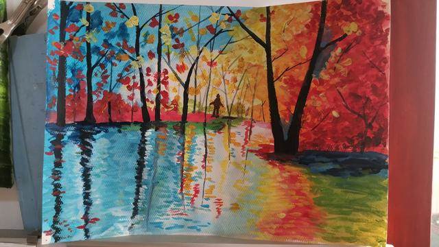 简单水粉画风景风景画