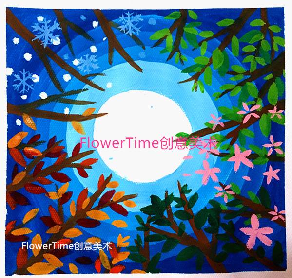 一年四季水粉画