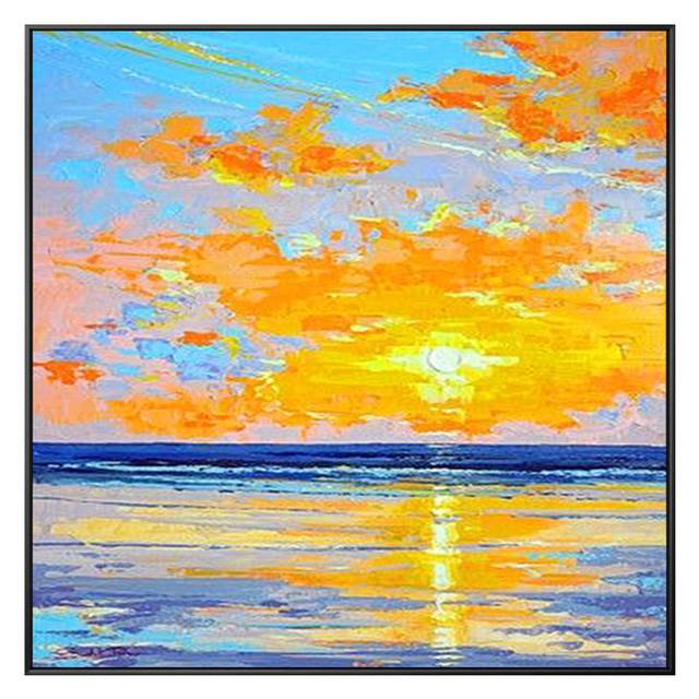 海上日出水粉画