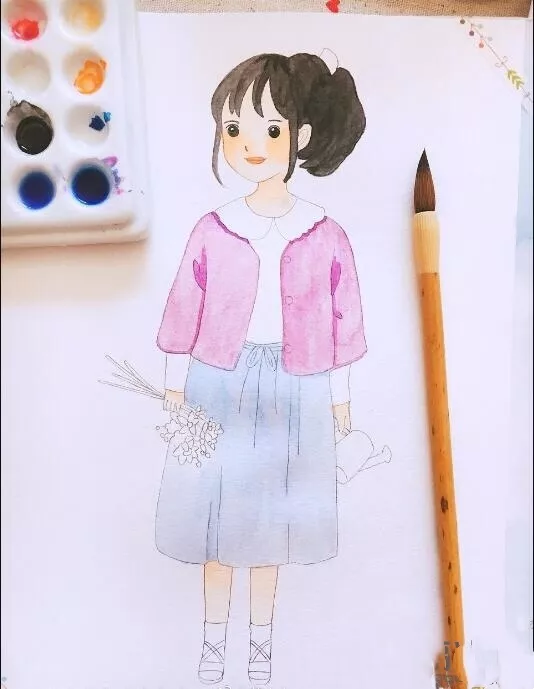 简单水彩人物画