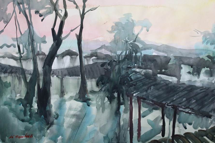 苏州园林水彩画