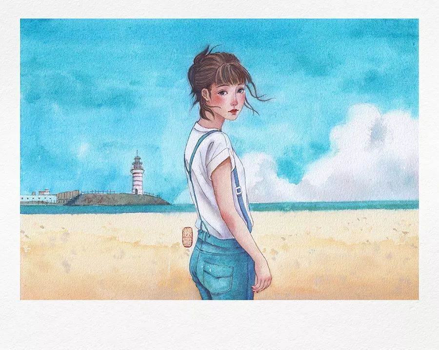 清新水彩少女