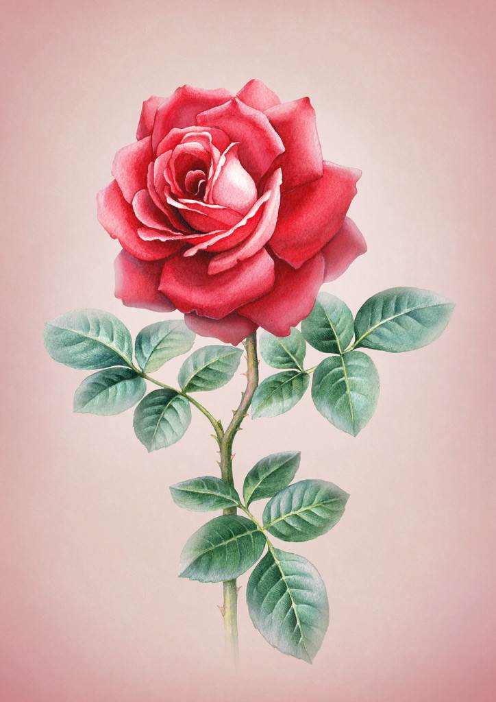 玫瑰花图片水彩画