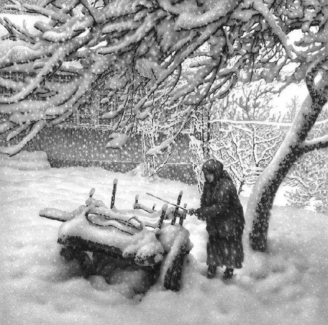 冰雪运动绘画作品