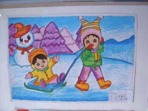 冰雪运动绘画作品