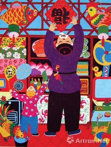 绘画春节年味一幅画