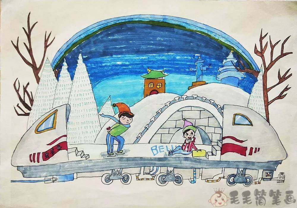 冬奥会儿童画图片