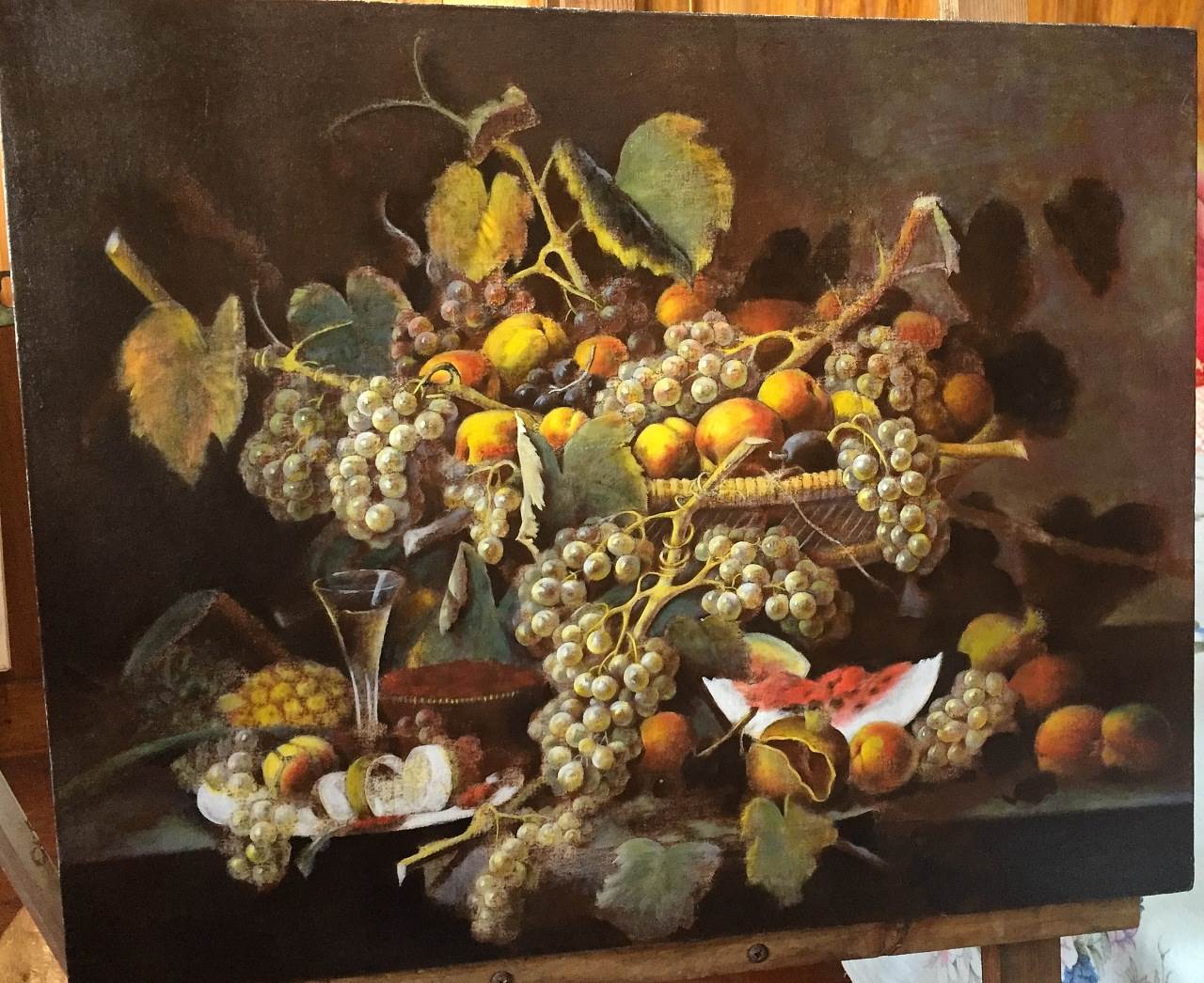 葡萄油画作品