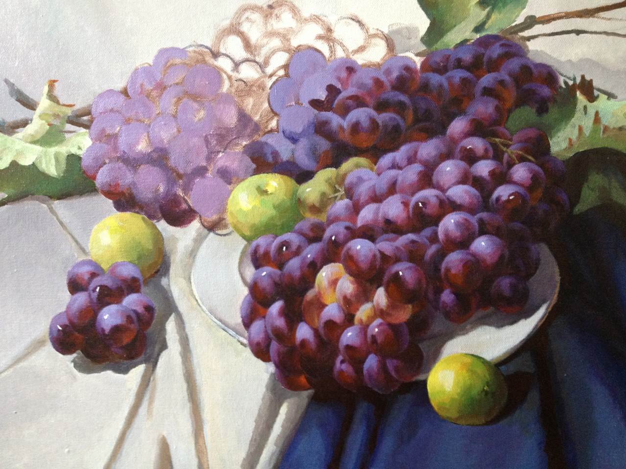 葡萄油画作品
