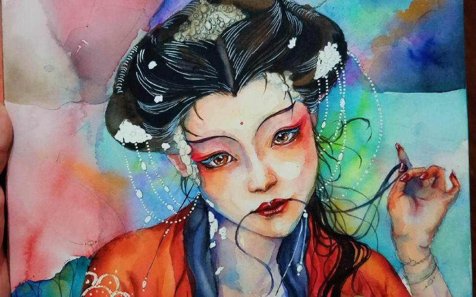 简单古风人物水彩画教程