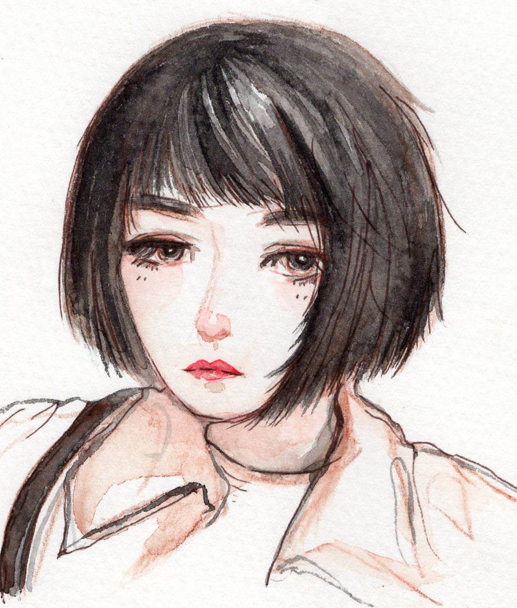 水彩画人物脸部上色