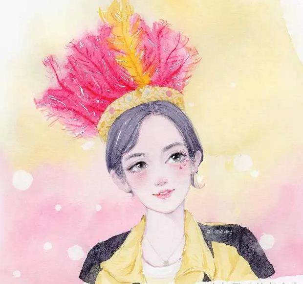 小清新水彩画人物图片
