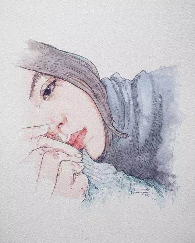 水彩画图片人物 初学