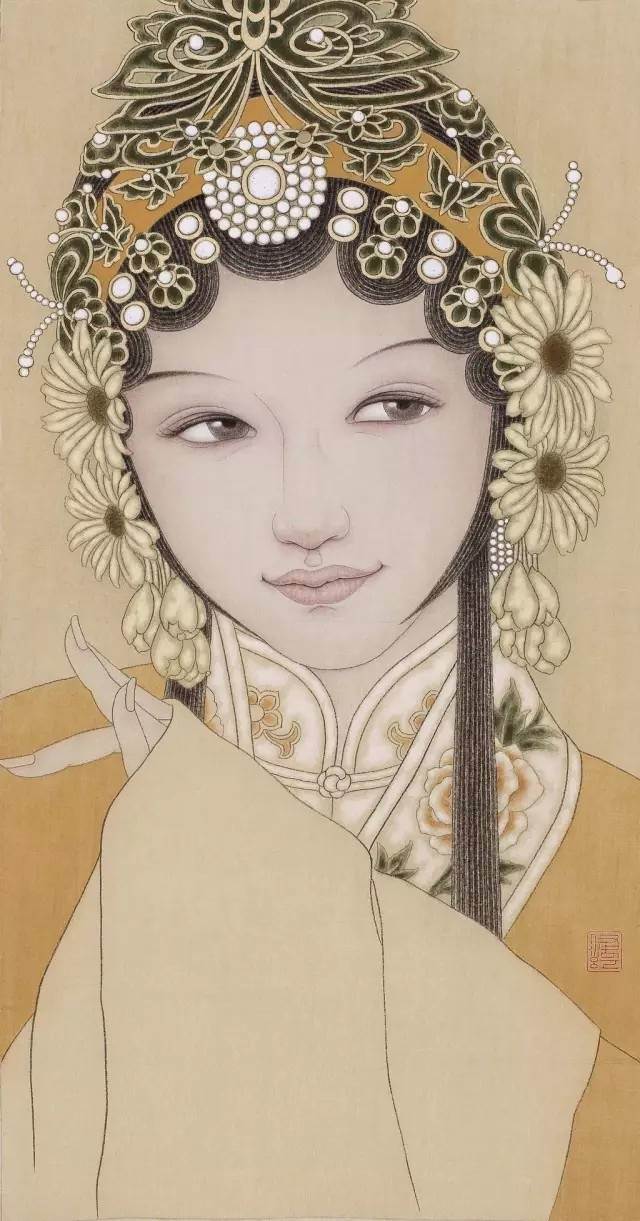 戏曲人物水彩画