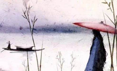 古风人物风景水彩画