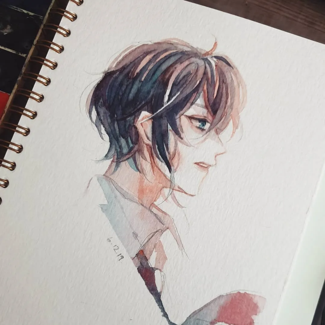 手绘动漫人物水彩画