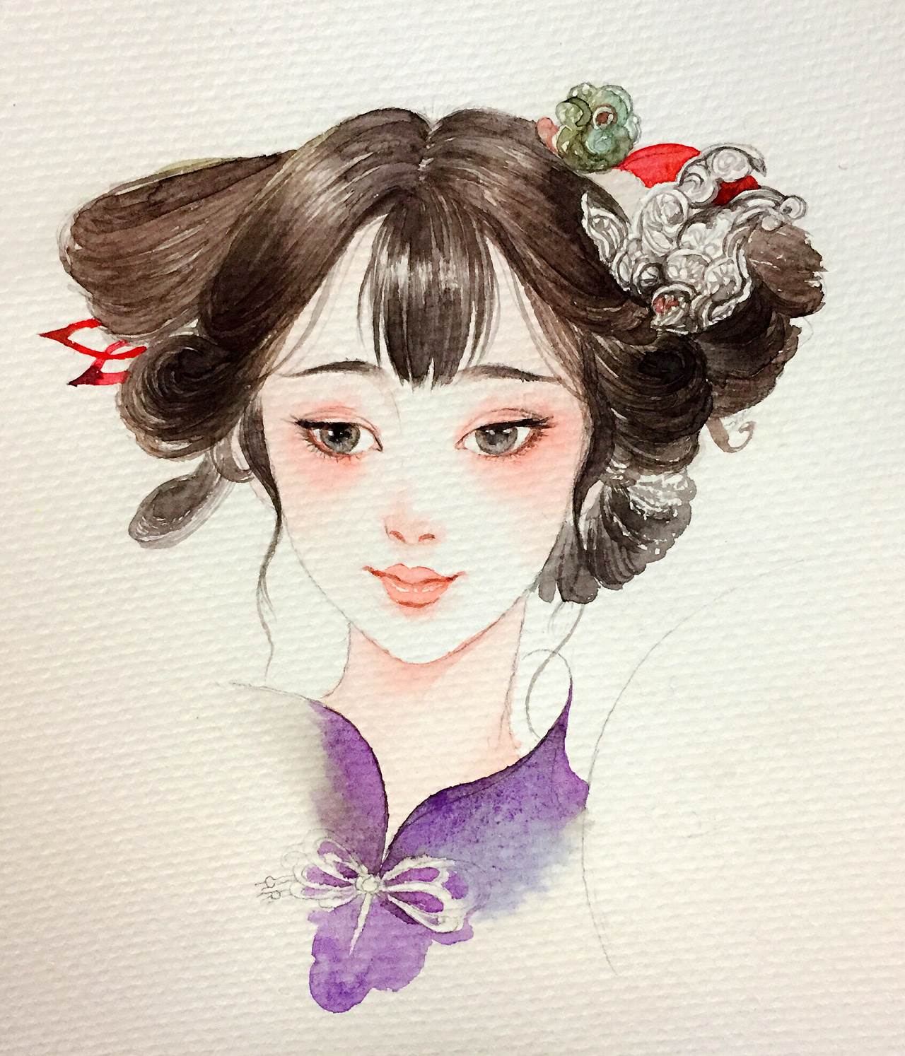 小清新人物水彩画