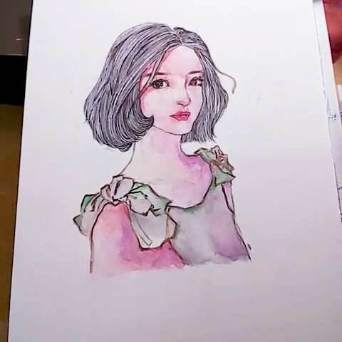 水彩画人物女孩头像