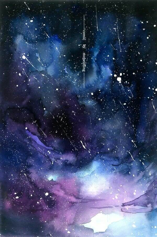 水彩画动漫人物星空